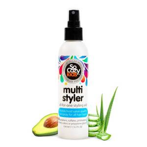 lot 45827 image: SoCozy Multi Styler, Styling Hair Spray for Kids, Safe for Everyday Use (5.2 Fl Oz) Holds Like a Light Gel, Gentle Formula with Quinoa, Vitamin B5 & Aloe, No Parabens, Sulfates or Synthetic Colors - Retail $7