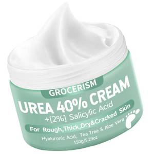 lot 45838 image: Grocerism Urea Cream 40 Percent For Feet Plus 2% Salicylic Acid 5.29 oz  Foot Cream and Hand Cream Maximum Strength with Hyaluronic Acid, Tea Tree and Aloe Vera For Deep Moisturizes, Callus Remover - Retail $20