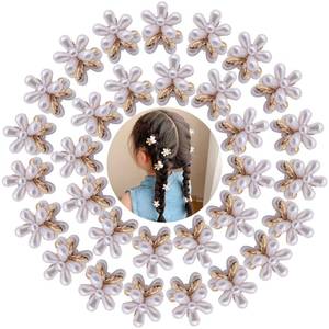 lot 45842 image: Mini Pearl Claw Clips, Cute Flower Hair Accessories for Women, Girls, Weddings, Holidays, and Occasions - Retail $14