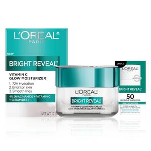 lot 45843 image: LOreal Paris Bright Reveal Vitamin C Glow Moisturizer, Supercharged Facial Moisturizer to Brighten Skin, Even Tone and Hydrate for 72HRs, Includes SPF 50 Sample - Retail $20