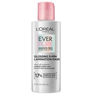 lot 45854 image: LOreal Paris Glossing Lamination Hair Mask with Glycolic Acid, Hair Treatment for Lasting Shine and Smoothness for Dull, Dry Hair, EverPure, 5.1 Fl Oz - Retail $10