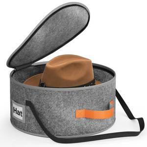 lot 45867 image: Cowboy Hat Box for Travel and Storage, Collapsible Cap Organizer Case with Handles & Shoulder Strap for Men Carry Cap Bag, Soft and Large Hat Box for Women Storage for Closet, Grey - Retail $12