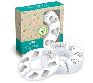 lot 45889 image: Baby Nest Designs Closet Dividers - 7x Baby Clothes Size Dividers, Newborn to 24 Months, Grey Animals Nursery Closet Organizer - Retail $9