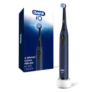 lot 45894 image: Oral-B Rechargeable Electric Toothbrush, iO2, 3 Cleaning Modes, Automatic Pressure Sensor to Protect Gums, Dark Blue - Retail $60