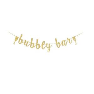 lot 45899 image: Bubbly Bar Banner, Gold Glitter Paper Sign Decors for BubblyWineChampagne Party - Retail $8