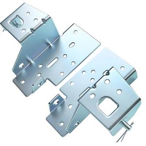 lot 45901 image: Garage Door Bottom Bracket 1 Pair (Left and Right) Low Headroom Outside Hookup, Pair, Fits 2 Track, Heavy Duty 11 Gauge Galvanized Steel, Adjustable for Commercial & Residential Garage Doors - Retail $47