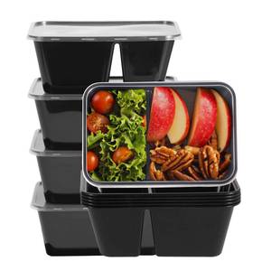 lot 45907 image: 10Pack 32oz Meal Prep Containers Reusable with Lids, 2 Compartment with Portion Control Storage for Lunch or Takeaway, Plastic Disposable Bento Box To Go Take Out, Microwave Freezer Dishwasher Safe - Retail $9