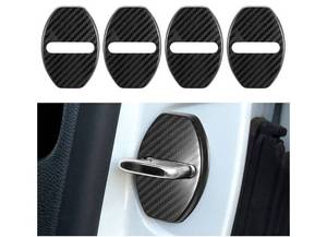 lot 45914 image: 4pcs Car Door Lock Latches Cover Protector Compatible with Volkswagen Jetta GLI Beetle Golf Alltrack SportWagen Tiguan Passat Accessories Stainless Steel Car Door Lock Decoration (Carbon Fiber - Retail $0