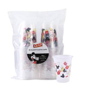 lot 45918 image: Glad for Kids Disney Mickey Mouse 16 oz Clear Plastic Cups - Kid-Friendly Disposable Drinking Cups for Everyday Meals, Parties, and Craft Organization, 16 Ounce, 50 Count - Retail $10