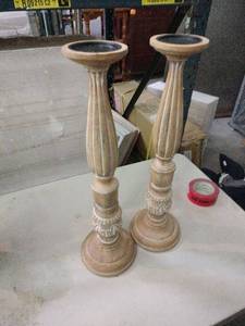 lot 25295 image: farmhouse-style pillar candle holders - 2 Ct