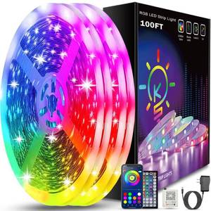 lot 25331 image: Keepsmile 100ft Led Strip Lights (2 Rolls of 50ft) Bluetooth Smart App Control Music Sync Color Changing RGB Led Light Strip with Remote,Led Lights for Bedroom Room Home Decor Party Festival