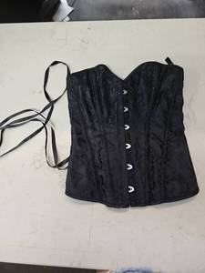 lot 25358 image: black jacquard overbust corset top