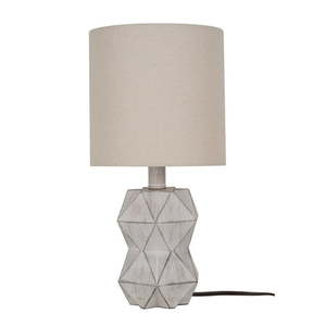 lot 25392 image: Better Homes & Gardens White Wash Faceted Faux Wood Table Lamp  15.75 H
