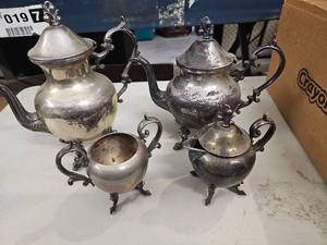 lot 25394 image: vintage silver-plated teapot and sugar bowl sets