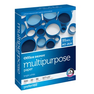 lot 25409 image: Office Depot� Multi-Use Printer & Copy Paper, 1 Ream, White, Letter (8.5 x 11), 500 Sheets Per Ream, 20 Lb, 96 Brightness, 1806RM