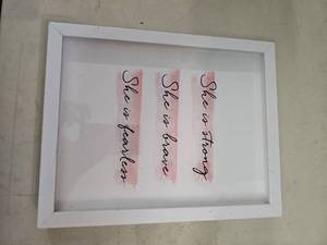 lot 25415 image: Motivational Shadow Box Frame - She is Strong, She is Brave, She is Fearless