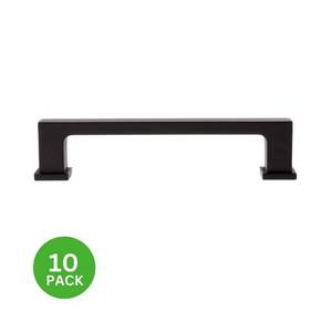 lot 20300 image: Sumner Street Home Hardware 10pk Chelsey 4 Matte Black Pulls Zinc Cabinet Knobs, Powder-Coated Finish, 4.8 Length