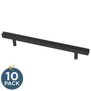 lot 20319 image: 10-Pack Simple Square Bar 6-516 in. (160 mm) Modern Matte Black Cabinet Drawer Pulls