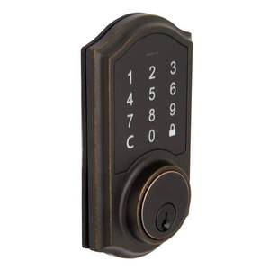 lot 20326 image: Castle Aged Bronze Electronic Single Cylinder Keypad Deadbolt