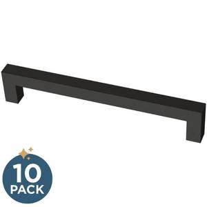 lot 20329 image: 10-Pack Simple Modern Square 6-516 in. (160 mm) Modern Matte Black Cabinet Drawer Pulls