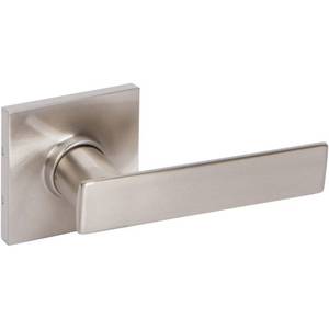 lot 20349 image: DELANEY HARDWARE HK Series Contemporary Style Satin Nickel Square Straight with Square Back Plate Single Dummy Door Lever