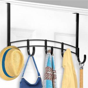 lot 20398 image: LYNK Professional� Home Over the Door Hooks - 5 Hook �� Over the Door Coat Rack - Over the Door Hanger - Hanging Towels or Clothes - Bathroom, Bedroom, Laundry Room - Lifetime Ltd. Warranty, Black