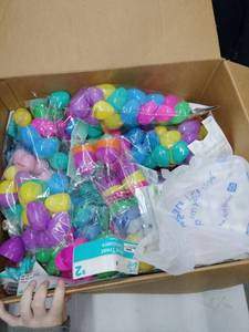 lot 59157 image: Box of Colorful Easter Eggs and Decor