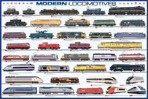 lot 59089 image: Modern Locomotives poster featuring various train models