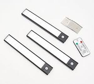 lot 59162 image: Bright Living Set of 3 Rechargable Motion Sensor Light Bars