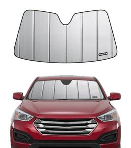 lot 24656 image: Pigenius Windshield Sunshade for Hyundai Santa Fe 2013-2018 Santa Fe XL 2019, Premium Grey Leather Finish