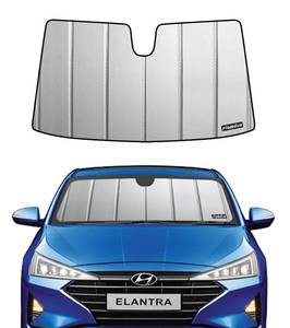 lot 24658 image: Pigenius Windshield Sunshade for Hyundai Elantra Sedan 2017-2020 (No Camera), Premium Grey Leather Finish