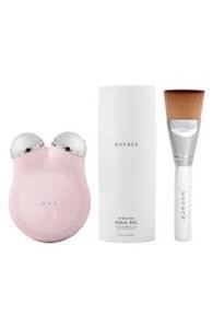 lot 24674 image: NuFace Mini Facial Toning Device w 3.3 Oz Aqua Gel and Bag (Assorted Colors)
