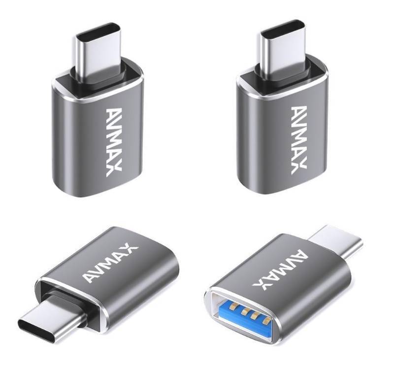 lot 5612 image: AVMAX USB C to USB Adapter 4 Pack,USBC Male to USB 3.0 Female OTG Adapter,Type C Male to A Female 3.0 OTG Adapter for Apple iPhone 16 15,Flash Thumb Drive,Mac,iPad,Samsung Galaxy - Retail $7