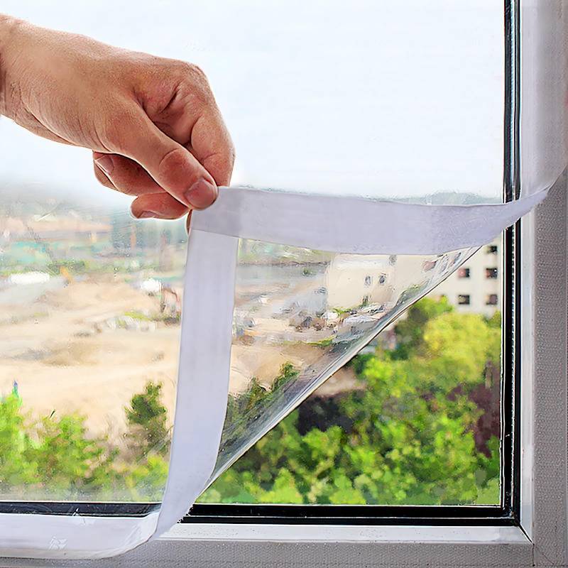 lot 7557 image: Mellroom Window Insulation Kit 63inX63in(160X160cm) for Winter Keep Cold Out,cuttable Transparent Film 180 Thickness,Easy to Open for Ventilation,Reusable Plastic Clear Window wrap - Retail $18