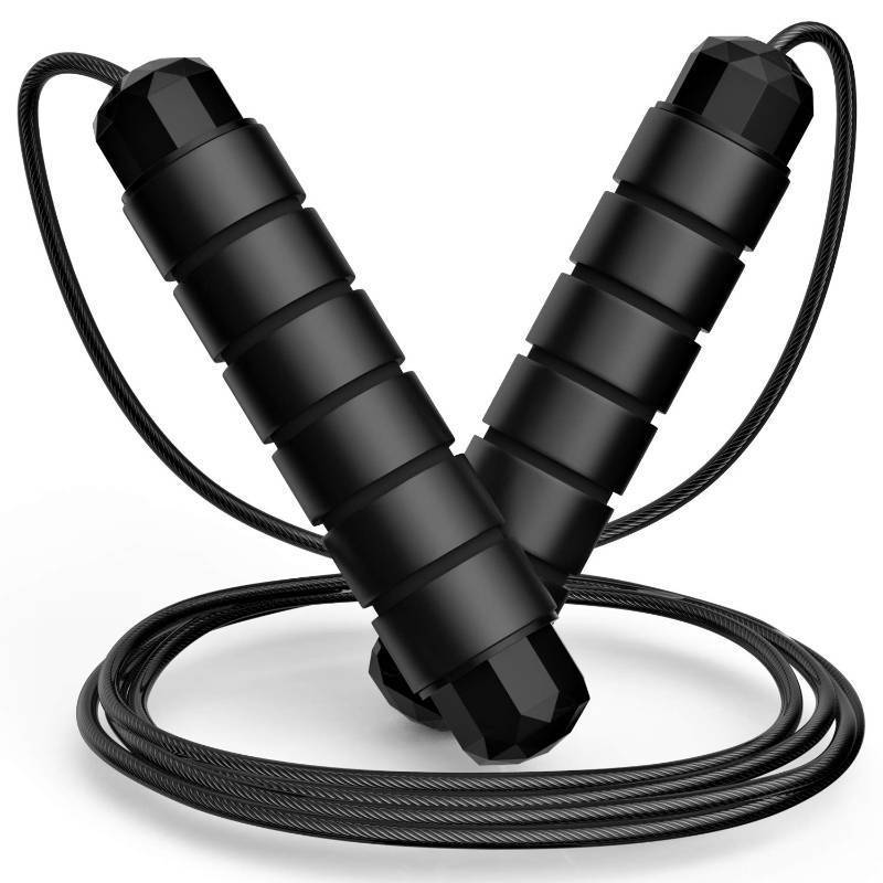 lot 7833 image: Jump Rope, Tangle-Free Rapid Speed Jumping Rope Cable with Ball Bearings for Women, Men and Kids, Adjustable Foam Handles Steel Jump Ropes for Fitness - Retail $9