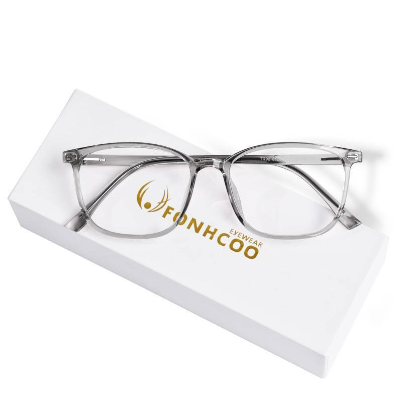 lot 7859 image: FONHCOO Blue Light Blocking Glasses Women Men TR90 Fashion Frame Computer Blue Light Glasses Grey - Retail $14