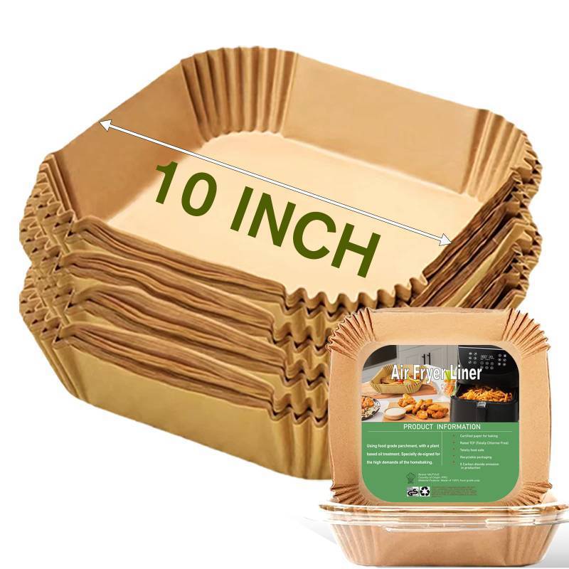 lot 8319 image: 10 Inch Largest Square Air Fryer Disposable Paper Liner, XXL  Air Fryer Parchment Liners for 8QT or Bigger Air Fryer, Non-stick, Food Grade Baking Paper for Frying, Roasting and Microwave - Retail $14