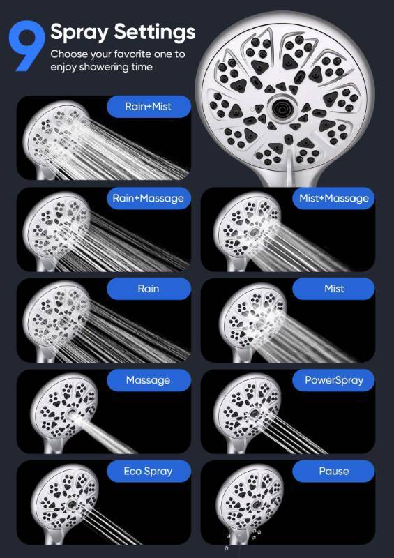 lot 8451 image: Shower Head with Handheld High (Chrome) - Retail $33