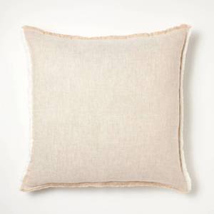 lot 9664 image: Oversized Reversible Linen Square Throw Pillow with Frayed Edges Beige - Threshold designed with Studio McGee - Retail $30