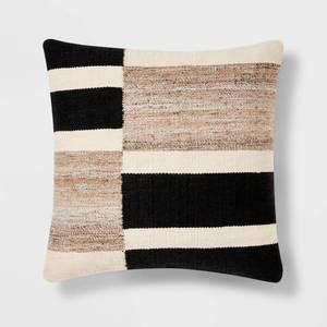 lot 9680 image: Oversized Blocked Woven Square Throw Pillow Black - Threshold RIPS PRESENT  - Retail $30