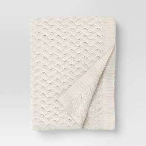 lot 9681 image: Chunky Chenille Throw Ivory - Threshold - Retail $34