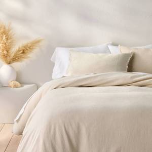 lot 9684 image: King Heavyweight Linen Blend Duvet Cover & Sham Set Natural - Casaluna Zipper Closure - Retail $149