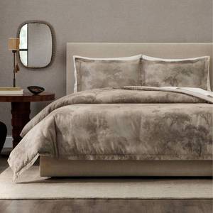 lot 9702 image: Jeremiah Brent Home 3pc FullQueen Walk in the Woods Cotton Duvet Set Brown - Retail $79