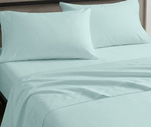 lot 9696 image: California Design Den King Sheet Set Sage Green MISSING ONE PILLOW CASE