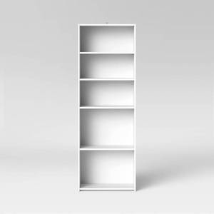 lot 9711 image: 5 Shelf Bookcase White - Room Essentials Modern Style, Wood Composite, Open Shelving, 71.18 Tall - Retail $70