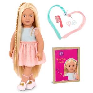 lot 9723 image: Our Generation Poppy 18 Hair Grow Doll with Hair Clips & Styling Book Accessories - Retail $35