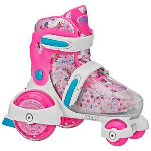 lot 9740 image: Roller Derby Sport Kids Roller Skate - Unicorn PinkWhite M Adjustable Size, Padded Collar - Retail $35