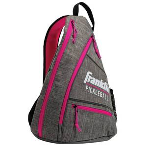 lot 9748 image: Franklin Sports Sling Pickleball Bag - GrayPink Capacity 2 Paddles, 3 Balls - Retail $92