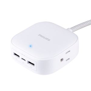 lot 9754 image: Philips 5ft Desktop USB Charging Station with USB-A & USB-C - White Male-To-Female Cable - Retail $36