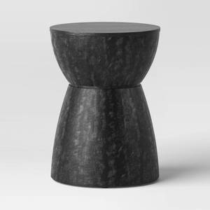 lot 9772 image: Prisma Side Table Black - Threshold Rubberwood No Assembly Required, Round Shape 2 CRACKS PRESENT - Retail $126